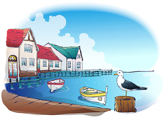 EPS 주간 구름 해외풍경 건축물 사계절 계절 백그라운드 일러스트 자연 갈매기 조류 하늘 주택 풍경 야외 건물 여름 마을 항구 선박 국내일러스트 자연요소 동물 해외 건축 수상교통 교통시설 생태계 파일형식 벡터