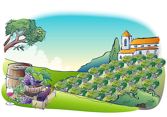 EPS 주간 구름 해외풍경 건축물 사계절 계절 열매 백그라운드 일러스트 자연 하늘 주택 풍경 사람없음 야외 건물 여름 농장 마을 와인 수확 과수원 포도밭 국내일러스트 자연요소 식물 해외 건축 밭 농업 주류 생태계 파일형식 벡터