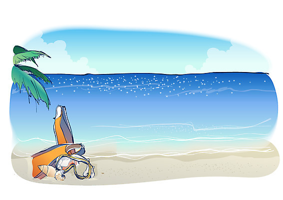 EPS 주간 구름 해외풍경 사계절 계절 바다 백그라운드 일러스트 자연 하늘 풍경 해변 사람없음 야외 여름 모래사장 수면 소라 물안경 오리발 국내일러스트 자연요소 해외 어패류 물 생태계 수영용품 파일형식 벡터