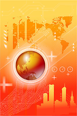 EPS 손 지구 시계 백그라운드 세계지도 일러스트 비즈니스 빌딩 사람없음 건물 그래픽 글로벌 지구본 디지털 글로벌비즈니스 시간 첨단도시 국내일러스트 건축물 지도 신체부위 세계 도시 파일형식 벡터