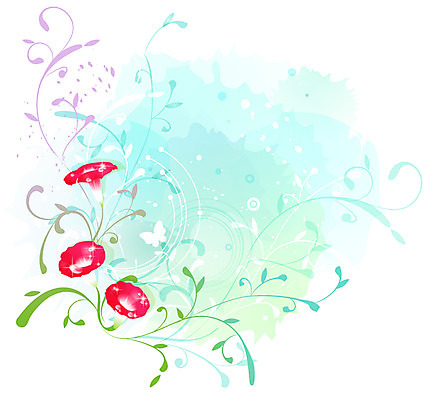 EPS 식물 문양 꽃 컬러 백그라운드 무늬 꽃백그라운드 일러스트 사람없음 빨간색 화사함 나팔꽃 국내일러스트 컨셉 파일형식 벡터