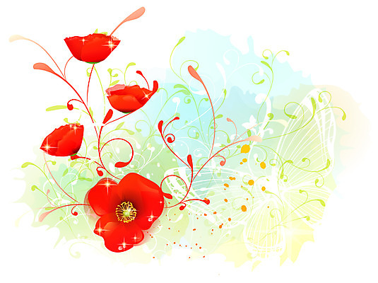 EPS 식물 문양 꽃 컬러 백그라운드 무늬 꽃백그라운드 일러스트 사람없음 빨간색 화사함 양귀비 국내일러스트 컨셉 파일형식 벡터