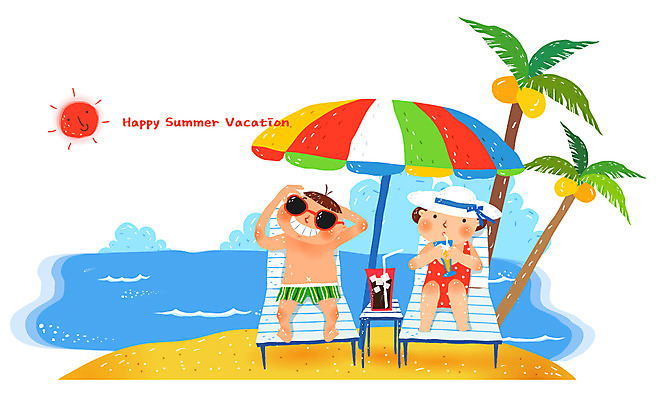 EPS 주간 구름 모자 계절 여자 어린이교육 교육 남자 수영복 음료 초등학생 어린이 바다 일러스트 방학 여름방학 남매 빨대 사람 소녀 소년 해변 야외 두명 10대 여름 친구 모래사장 선글라스 야자수 태양 주스 파라솔 즐거움 휴양지 선베드 콜라 십대만 해맑음 국내일러스트 자연요소 나무 학생 잡화 옷 감정 안경 의자 가족 관계 청소년 휴가 표정 장소 탄산음료 파일형식 벡터 여름_계절