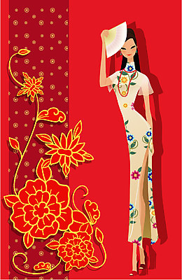 EPS 전신 모델 해외 여자 아시아 외국문화 포즈 꽃무늬 일러스트 중국문화 한명 사람 이벤트 20대 성인 30대 청춘 중국인 깨끗함 중국 부채 전통의상 치파오 미인 국내일러스트 외국인 1 동양문화 전통 꽃 나라 문화 컨셉 무늬 동양인 청년 장년 파일형식 벡터