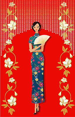 EPS 전신 모델 해외 여자 아시아 외국문화 포즈 꽃무늬 일러스트 중국문화 한명 사람 이벤트 20대 성인 30대 청춘 중국인 깨끗함 중국 부채 전통의상 치파오 미인 국내일러스트 외국인 1 동양문화 전통 꽃 나라 문화 컨셉 무늬 동양인 청년 장년 파일형식 벡터