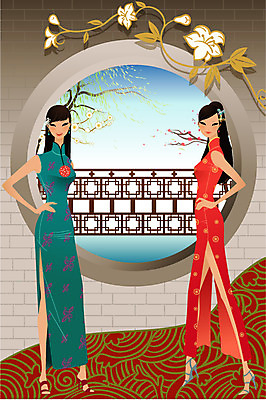 EPS 전신 모델 해외 여자 아시아 외국문화 포즈 일러스트 중국문화 한명 사람 이벤트 20대 성인 30대 청춘 중국인 깨끗함 중국 전통의상 치파오 미인 국내일러스트 외국인 1 동양문화 전통 나라 문화 컨셉 동양인 청년 장년 파일형식 벡터