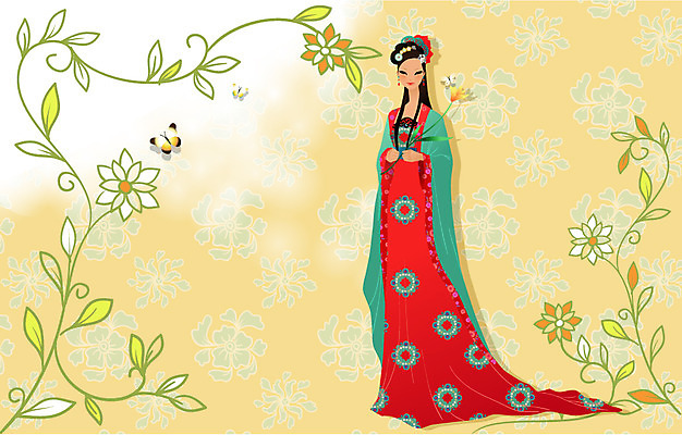 EPS 전신 모델 해외 여자 아시아 외국문화 포즈 나비 꽃무늬 일러스트 중국문화 한명 사람 이벤트 20대 성인 30대 청춘 중국인 깨끗함 중국 전통의상 치파오 미인 국내일러스트 외국인 1 동양문화 전통 꽃 나라 문화 곤충 컨셉 무늬 동양인 청년 장년 파일형식 벡터