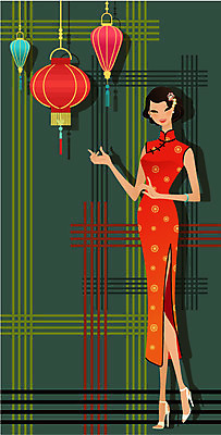 EPS 전신 모델 해외 여자 아시아 외국문화 포즈 일러스트 중국문화 한명 사람 이벤트 20대 성인 30대 청춘 중국인 깨끗함 중국 등불 전통의상 치파오 미인 국내일러스트 외국인 1 동양문화 전통 나라 문화 컨셉 조명 동양인 청년 장년 파일형식 벡터