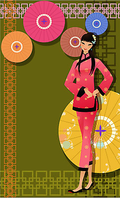 EPS 전신 모델 해외 여자 아시아 외국문화 포즈 일러스트 중국문화 한명 사람 이벤트 20대 성인 30대 청춘 중국인 깨끗함 중국 전통의상 치파오 미인 양산 국내일러스트 외국인 1 동양문화 전통 나라 문화 컨셉 동양인 청년 장년 파일형식 벡터