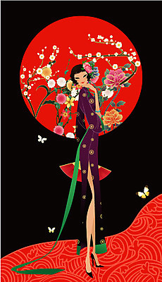 EPS 전신 모델 해외 여자 아시아 외국문화 포즈 꽃무늬 일러스트 중국문화 한명 사람 이벤트 20대 성인 30대 청춘 중국인 깨끗함 중국 부채 전통의상 치파오 미인 국내일러스트 외국인 1 동양문화 전통 꽃 나라 문화 컨셉 무늬 동양인 청년 장년 파일형식 벡터