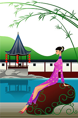 EPS 주간 전신 나무 식물 모델 해외 여자 아시아 호수 외국문화 포즈 고건축 일러스트 중국문화 한명 사람 이벤트 20대 성인 야외 30대 청춘 중국인 깨끗함 중국 연못 전통의상 치파오 미인 정자 중국건축 국내일러스트 자연요소 외국인 1 동양문화 전통 건축물 나라 문화 컨셉 동양인 청년 장년 동양건축 파일형식 벡터