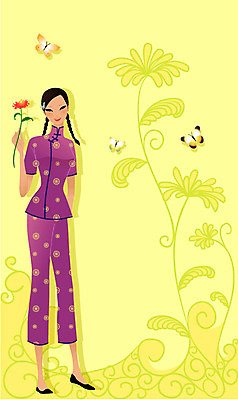 EPS 전신 모델 해외 여자 꽃 아시아 외국문화 포즈 나비 꽃무늬 일러스트 중국문화 한명 사람 이벤트 20대 성인 30대 청춘 중국인 깨끗함 중국 전통의상 치파오 미인 국내일러스트 외국인 식물 1 동양문화 전통 나라 문화 곤충 컨셉 무늬 동양인 청년 장년 파일형식 벡터