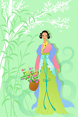 EPS 전신 모델 해외 여자 아시아 외국문화 포즈 일러스트 식물문양 중국문화 한명 사람 이벤트 20대 성인 30대 청춘 중국인 전통문양 깨끗함 중국 전통의상 치파오 미인 꽃바구니 국내일러스트 외국인 식물 1 동양문화 전통 문양 꽃 나라 문화 컨셉 동양인 청년 장년 바구니 파일형식 벡터