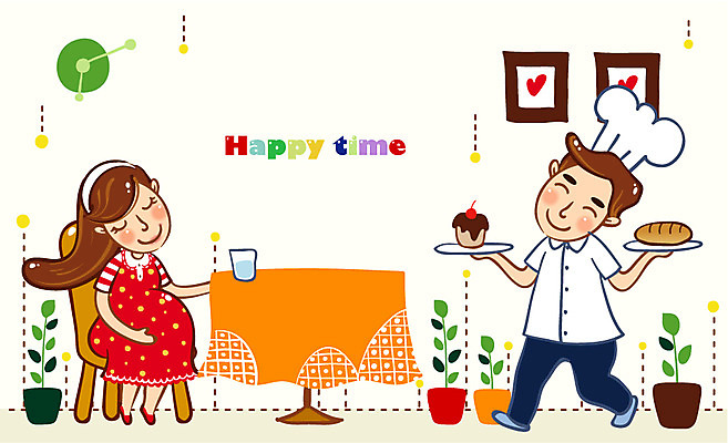 전신 라이프스타일 부부 커플 여자 남자 행복 음식 가사 일러스트 가정 남편 사랑 요리 사람 20대 라이프 생활 30대 케이크 화목 임산부 임신 아내 성인만 국내일러스트 감정 컨셉 관계 디저트 청년 장년