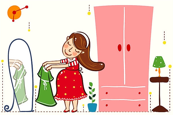 EPS 전신 라이프스타일 여자 행복 화분 시계 일러스트 탁자 날씨 주택 실내 한명 사람 20대 성인 라이프 생활 30대 맑음 임산부 임신 거울 스탠드 장롱 임부복 옷방 여자만 여자한명만 성인여자만 성인만 국내일러스트 1 옷 감정 가구 조명 청년 내부 건물 장년 파일형식 벡터