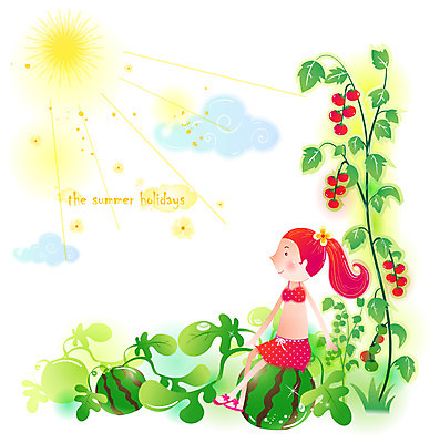 EPS 주간 전신 구름 계절 여자 열매 수영복 여행 과일 일러스트 방울토마토 휴가 수박 한명 사람 20대 성인 야외 여름 여름휴가 바캉스 빛 청춘 태양 덩굴 시원함 여자만 여자한명만 성인여자만 청년만 청년여자만 성인한명만 청년여자한명만 성인여자한명만 성인만 국내일러스트 자연요소 식물 1 옷 컨셉 토마토 청년 파일형식 벡터 여름_계절