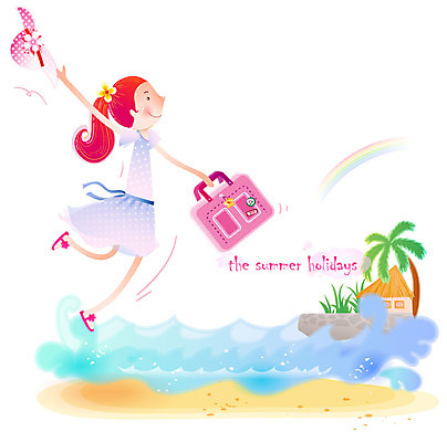 EPS 주간 전신 계절 여자 파도 바다 여행 일러스트 휴가 한명 사람 20대 성인 해변 야외 여름 여름휴가 바캉스 청춘 야자수 여행가방 오두막 시원함 즐거움 휴양지 여자만 여자한명만 성인여자만 청년만 청년여자만 성인한명만 청년여자한명만 성인여자한명만 성인만 국내일러스트 자연요소 나무 1 감정 컨셉 가방 청년 장소 파일형식 벡터 여름_계절