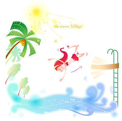 EPS 주간 전신 나무 계절 여자 물결 여행 일러스트 사다리 리조트 휴가 한명 사람 20대 성인 야외 여름 여름휴가 바캉스 청춘 야자수 태양 시원함 다이빙 여자만 여자한명만 성인여자만 청년만 청년여자만 성인한명만 청년여자한명만 성인여자한명만 성인만 국내일러스트 자연요소 식물 1 컨셉 청년 수영 도구 수중스포츠 파일형식 벡터 여름_계절