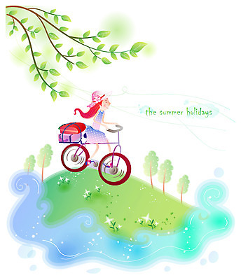 EPS 주간 전신 나무 계절 여자 바다 여행 일러스트 바람 휴가 한명 사람 20대 성인 야외 여름 여름휴가 바캉스 청춘 자전거 개울 시원함 언덕 여자만 여자한명만 성인여자만 청년만 청년여자만 성인한명만 청년여자한명만 성인여자한명만 성인만 국내일러스트 자연요소 식물 1 컨셉 날씨 청년 강 바이크 파일형식 벡터 여름_계절
