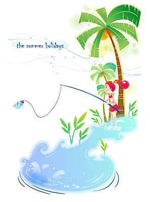 EPS 주간 전신 구름 계절 여자 파도 바다 여행 일러스트 낚시 바람 휴가 어류 한명 사람 20대 성인 야외 여름 여름휴가 바캉스 청춘 야자수 시원함 휴양지 야자열매 여자만 여자한명만 성인여자만 청년만 청년여자만 성인한명만 청년여자한명만 성인여자한명만 성인만 국내일러스트 자연요소 나무 1 열매 컨셉 레저 날씨 청년 수중동물 장소 파일형식 벡터 여름_계절