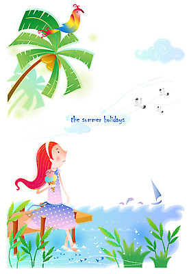 EPS 주간 전신 계절 여자 바다 여행 일러스트 휴가 아이스크림 한명 사람 20대 성인 야외 여름 여름휴가 바캉스 청춘 강 야자수 풀 시원함 앵무새 야자열매 여자만 여자한명만 성인여자만 청년만 청년여자만 성인한명만 청년여자한명만 성인여자한명만 성인만 국내일러스트 자연요소 나무 식물 1 열매 컨셉 조류 디저트 청년 파일형식 벡터 여름_계절