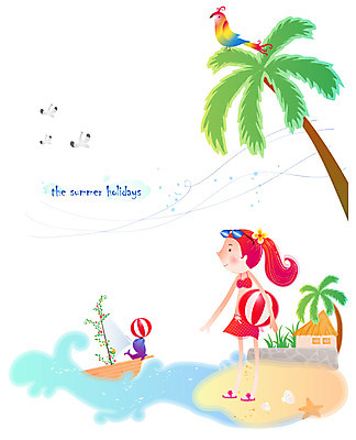 EPS 주간 전신 구름 계절 여자 수영복 바다 여행 일러스트 갈매기 휴가 한명 사람 20대 성인 해변 야외 여름 여름휴가 바캉스 청춘 야자수 오두막 시원함 비치볼 앵무새 선박 여자만 여자한명만 성인여자만 청년만 청년여자만 성인한명만 청년여자한명만 성인여자한명만 성인만 국내일러스트 자연요소 나무 1 옷 컨셉 수상교통 공 조류 바캉스용품 청년 파일형식 벡터 여름_계절