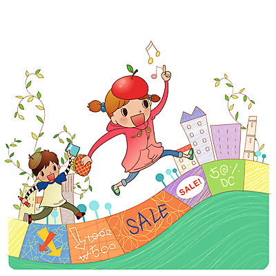 EPS 여자 남자 초등학생 어린이 일러스트 비즈니스 사람 소녀 소년 두명 경제 쇼핑 연필 세일 다이어리 지갑 어린이경제 어린이만 국내일러스트 학생 학용품 필기구 사무용품 파일형식 벡터