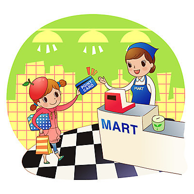 EPS 여자 초등학생 어린이 일러스트 비즈니스 실내 사람 소녀 두명 경제 쇼핑 쇼핑백 상점 종업원 계산대 어린이경제 마트 계산원 적립 캐셔 포인트카드 여자만 어린이만 소녀만 국내일러스트 직업 학생 가방 내부 파일형식 벡터 포인트_금융