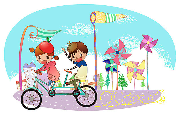 EPS 주간 여자 남자 초등학생 어린이 일러스트 비즈니스 바람 사람 소녀 소년 야외 두명 건물 경제 자전거 에너지 절약 바람개비 어린이경제 2인용자전거 어린이만 국내일러스트 자연요소 학생 건축물 컨셉 날씨 바이크 파일형식 벡터