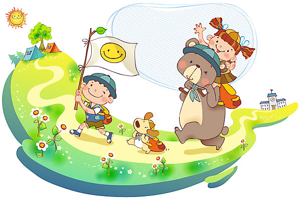 EPS 주간 나무 동물 계절 여자 어린이교육 교육 남자 꽃 길 초등학생 어린이 가방 일러스트 곰 학교 방학 여름방학 텐트 사람 소녀 소년 야외 두명 태양 캠핑 깃발 강아지 캠핑장 여름캠프 행진 어린이만 국내일러스트 자연요소 식물 학생 잡화 포유류 모션 레저 휴가 캠핑도구 여름 반려동물 개 파일형식 벡터 여름_계절