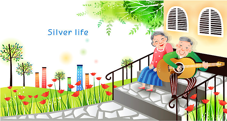 EPS 주간 전신 나무 부부 커플 여자 노년 남자 꽃 행복 악기 일러스트 현악기 주택 사람 야외 두명 건물 실버라이프 계단 정원 노부부 기타 실버 편안함 사회복지 즐거움 노인복지 요양원 실버타운 노인만 성인만 안락 국내일러스트 자연요소 식물 라이프스타일 건축물 감정 음악 컨셉 관계 성인 감각 복지 파일형식 벡터