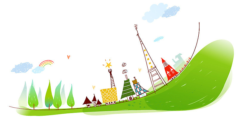 EPS 주간 나무 구름 사계절 계절 백그라운드 무지개 일러스트 자연 날씨 주택 풍경 초원 사람없음 야외 건물 마을 봄 기찻길 기차 상큼 봄배경 국내일러스트 자연요소 식물 건축물 육상교통 대중교통 생태계 파일형식 벡터