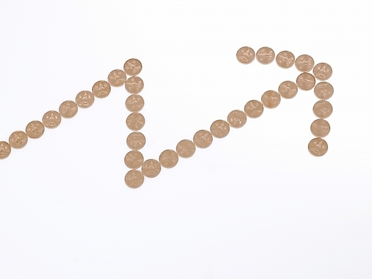 포토 JPG 스튜디오촬영 도형 문자 기호 화살표 돈 곡선 누끼 사람없음 금융 경제 동전 원화 재산 오브젝트 상승 십원 국내포토 선 컨셉 실내 파일형식