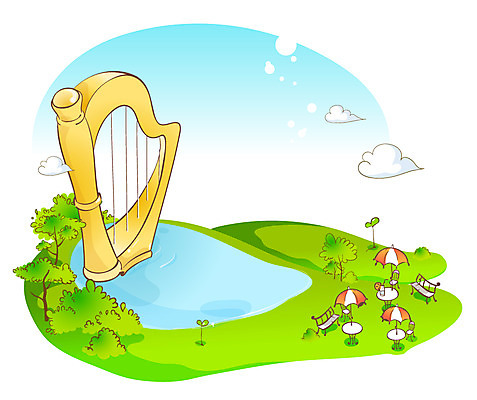 EPS 주간 나무 식물 구름 공원 호수 악기 음악 백그라운드 벤치 의자 일러스트 탁자 하늘 현악기 날씨 이벤트 사람없음 야외 맑음 연못 파라솔 하프 휴식처 국내일러스트 자연요소 공공시설 가구 문화예술 휴식 파일형식 벡터