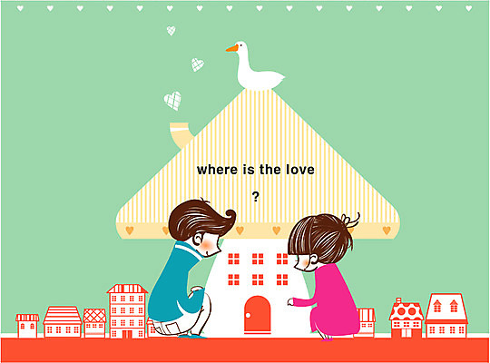 EPS 커플 여자 남자 감정 결혼 일러스트 창문 상상 조류 주택 오리 굴뚝 사랑 사람 두명 판타지 문 버섯 하트 버섯모양 국내일러스트 모양 동물 관계 이벤트 건물 파일형식 벡터