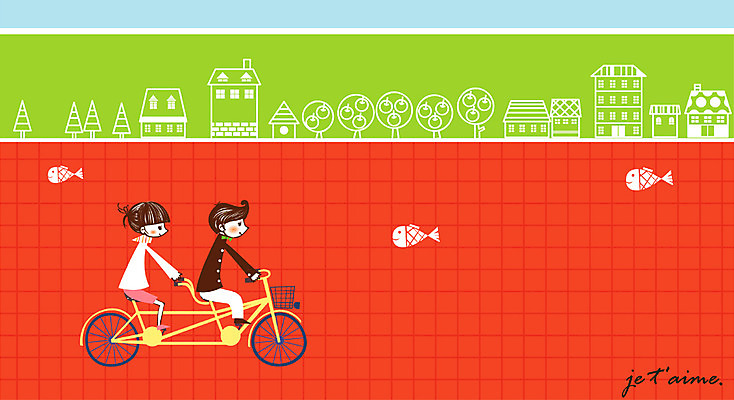 EPS 나무 커플 공원 공공시설 여자 남자 데이트 일러스트 주택 사랑 어류 사람 두명 소풍 자전거 산책 2인용자전거 국내일러스트 식물 감정 관계 휴식 건물 야외활동 바이크 수중동물 시설 파일형식 벡터