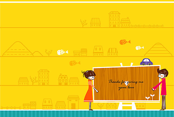 EPS 나무 커플 여자 남자 컬러 백그라운드 일러스트 자동차 산 주택 알림판 사랑 어류 사람 두명 노란색 새싹 하트 이젤 국내일러스트 모양 식물 감정 육상교통 관계 건물 수중동물 미술도구 파일형식 벡터