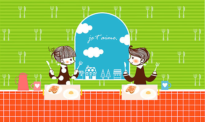 EPS 주간 구름 커플 여자 남자 포크 데이트 일러스트 하늘 주택 실내 사랑 사람 두명 식당 레스토랑 식사 하트 나이프 상업시설 국내일러스트 자연요소 모양 식기 감정 관계 내부 건물 상점 칼 시설 상업 파일형식 벡터