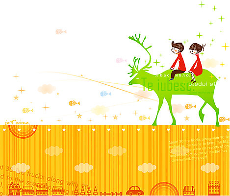 EPS 구름 커플 여자 남자 감정 별 무지개 데이트 일러스트 상상 자동차 사슴 주택 사랑 어류 사람 두명 판타지 꿈 국내일러스트 자연요소 육상교통 포유류 관계 건물 수중동물 파일형식 벡터