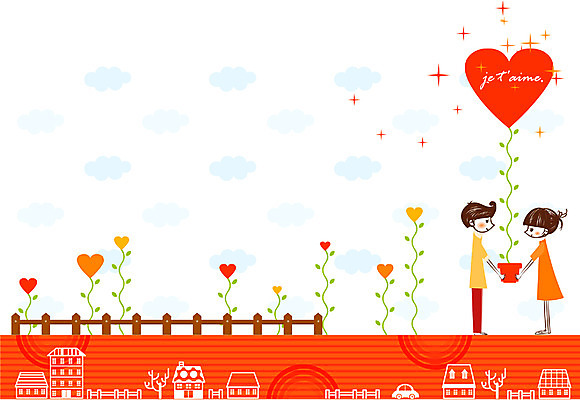 EPS 나무 구름 커플 여자 기념일 남자 꽃 감정 일러스트 주택 사랑 사람 두명 울타리 마주보기 하트 결과 국내일러스트 자연요소 모양 식물 컨셉 관계 모션 이벤트 건물 담장 파일형식 벡터