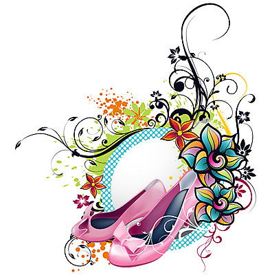 EPS 문양 잡화 패션 꽃 구두 백그라운드 신발 일러스트 추상 사람없음 하이힐 국내일러스트 식물 무늬 여성화 파일형식 벡터