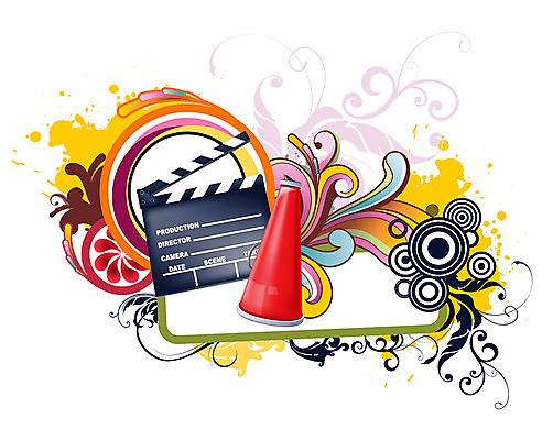 EPS 문양 백그라운드 일러스트 추상 사람없음 확성기 클래퍼보드 영화 오브젝트 국내일러스트 무늬 문화예술 파일형식 벡터