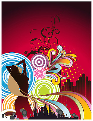 EPS 문양 여자 실루엣 백그라운드 무늬 일러스트 추상 빌딩 건물 파티 축제 춤 도시 화려 여자만 국내일러스트 건축물 컨셉 문화예술 촬영기법 사람 이벤트 파일형식 벡터