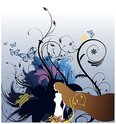 EPS 문양 계절 여자 꽃 실루엣 나비 백그라운드 무늬 일러스트 추상 봄 여자만 국내일러스트 식물 곤충 촬영기법 사람 파일형식 벡터