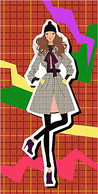 EPS 전신 모델 우먼라이프 계절 여자 패션 구두 포즈 일러스트 한명 사람 20대 성인 쇼핑 청춘 유행 가을 복고 개성 성인여자한명만 국내일러스트 1 라이프스타일 신발 컨셉 청년 여자한명만 성인여자만 파일형식 벡터