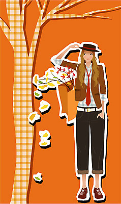 EPS 나무 모델 우먼라이프 계절 여자 패션 포즈 일러스트 자연 한명 사람 20대 성인 야외 쇼핑 판타지 유행 가을 외출 개성 성인여자한명만 국내일러스트 식물 1 라이프스타일 상상 청년 생태계 여자한명만 성인여자만 파일형식 벡터