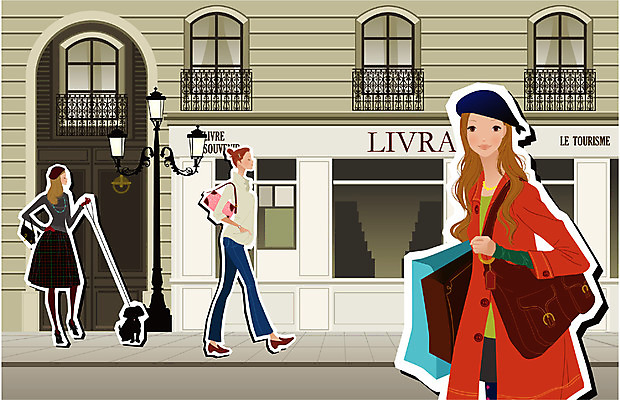 EPS 모델 우먼라이프 계절 여자 패션 도로 길 포즈 일러스트 교통시설 거리 사람 풍경 야외 세명 쇼핑 유행 상점 가을 도시 보행로 외출 개성 국내일러스트 라이프스타일 교통 시설 파일형식 벡터