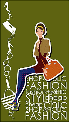 EPS 모델 우먼라이프 영어 계절 여자 패션 포즈 일러스트 한명 사람 20대 성인 쇼핑 유행 가을 개성 성인여자한명만 국내일러스트 문자 1 라이프스타일 청년 여자한명만 성인여자만 파일형식 벡터