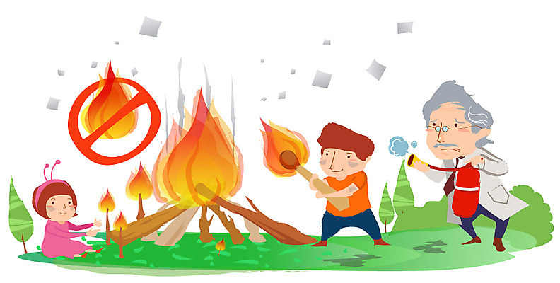 EPS 나무 여자 할아버지 노년 남자 어린이 일러스트 불 경고 안전 사람 소녀 소년 야외 세명 친구 위험 성냥 사회이슈 예방 화재 생활안전 안전사고 소화기 불장난 불조심 국내일러스트 자연요소 식물 컨셉 관계 성인 안전장비 소방 사건 안전수칙 파일형식 벡터