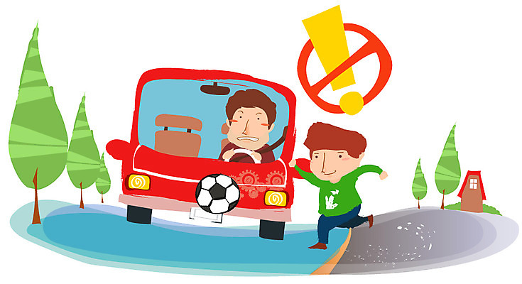 EPS 나무 남자 도로 길 어린이 교통 일러스트 축구공 교통시설 승용차 자동차 주택 경고 안전 사람 소년 야외 두명 운전 운전사 위험 교통사고 사회이슈 예방 생활안전 교통안전 조심 부주의 남자만 어린이만 소년만 국내일러스트 식물 직업 육상교통 컨셉 공 축구용품 모션 건물 사건 시설 안전수칙 파일형식 벡터